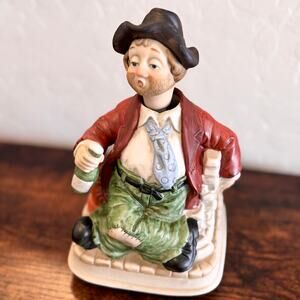 Vintage WACO Melody in Motion Hobo Willie Musical Figurine, Drunk Man Music Box